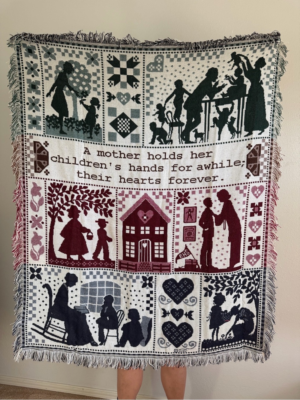 Vintage Beautiful A Mothers Love Tapestry Throw Blanket 45” X 56” Acrylic